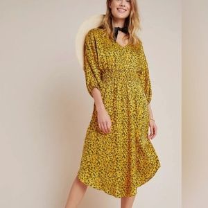 Anthropologie Printed Smocked Marigold Midi Dress